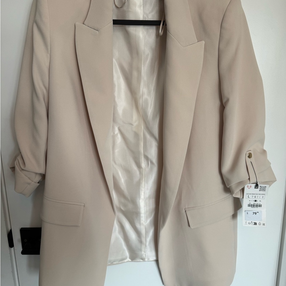 Zara Light Beige Long Blazer